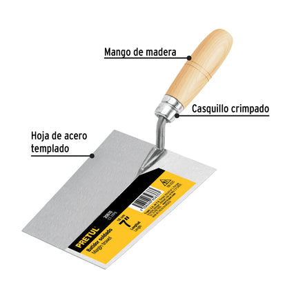 Cuchara para albañil, 7" yesera, Pretul - DIGO: 20610