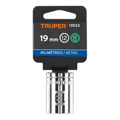 Dado de 19 mm, 12 puntas, cuadro 1/2", Truper - CÓDIGO: 13533