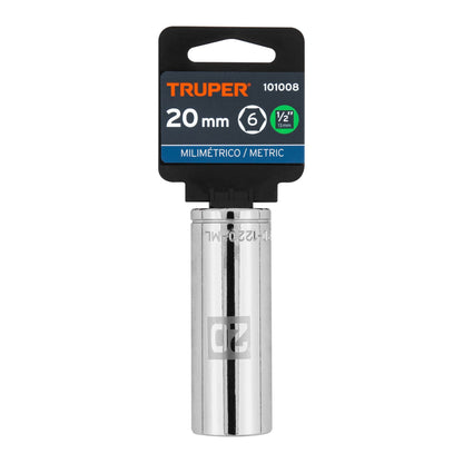 Dado largo de 20 mm, 6 puntas, cuadro 1/2", Truper - CÓDIGO: 101008