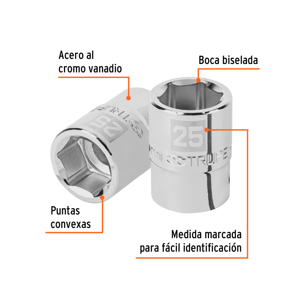 Dado de 25 mm, 6 puntas, cuadro 3/4", Truper - CÓDIGO: 14973