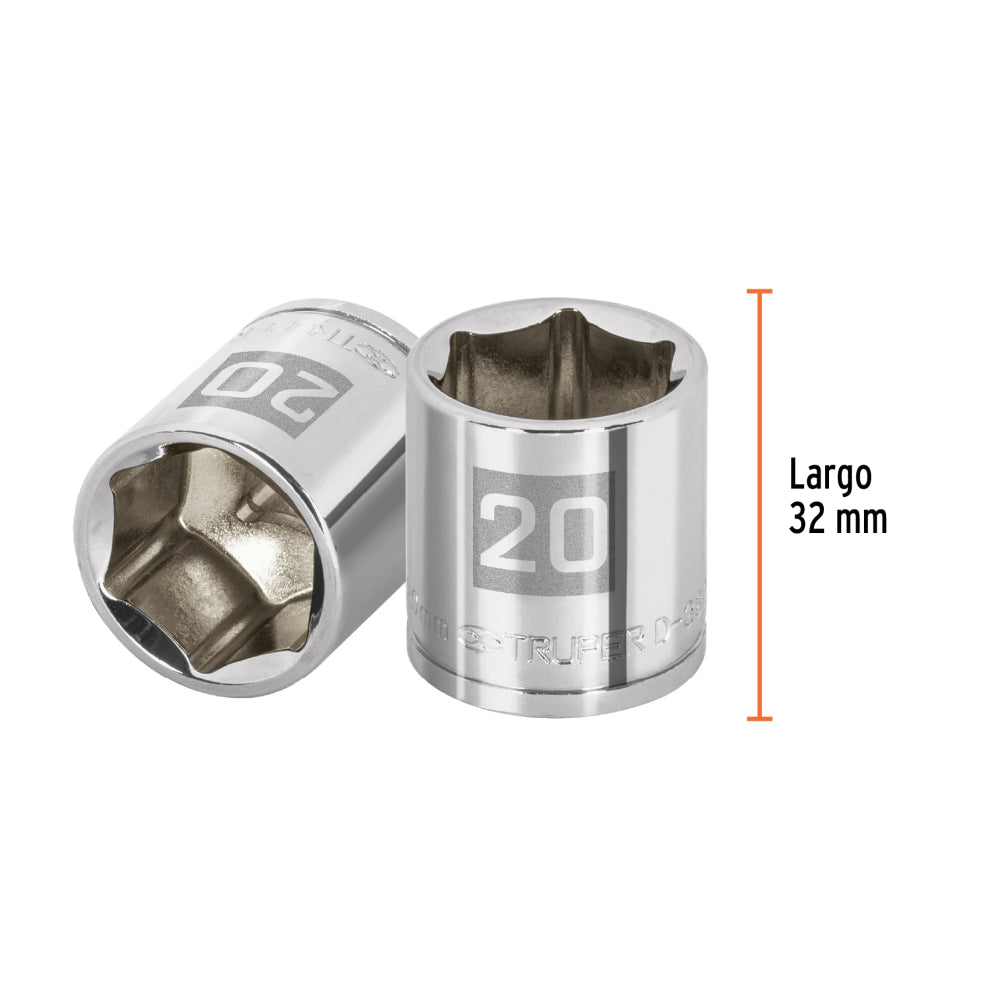 Dado de 20 mm, 6 puntas, cuadro 3/8", Truper - Código: 100995