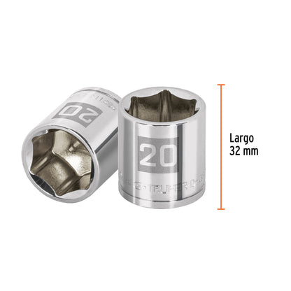 Dado de 20 mm, 6 puntas, cuadro 3/8", Truper - Código: 100995