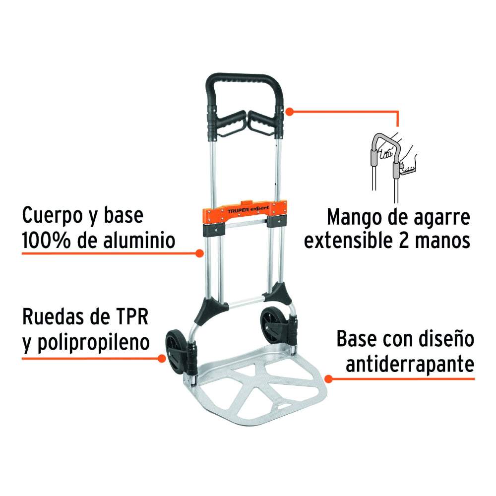 Diablo de carga, plegable, 200 kg, aluminio, Truper Expert - Código: 14090