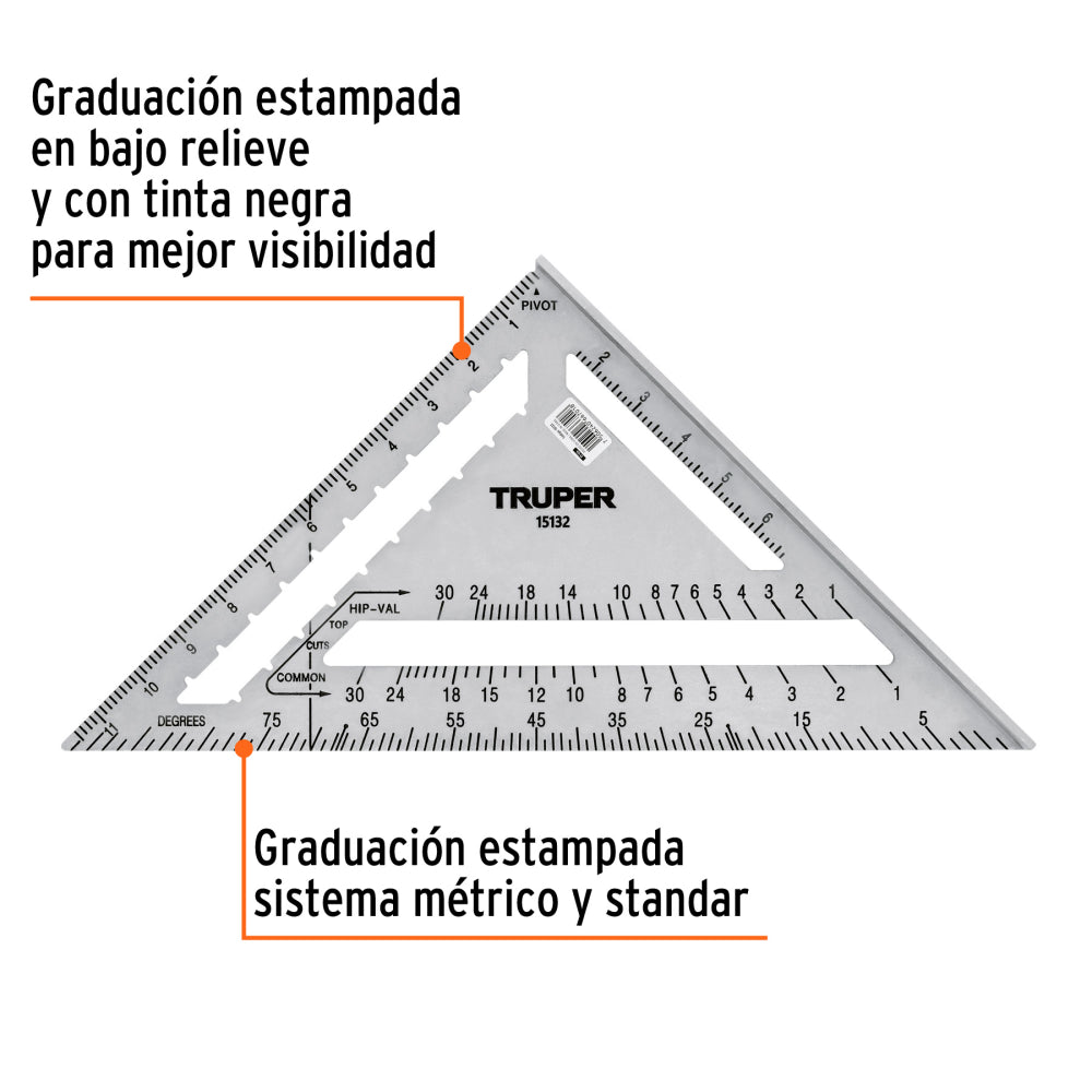 Escuadra 12" de aluminio para muros de yeso, Truper - Código: 15132