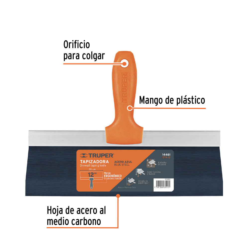 Espátula tapizadora de 12" acero al medio carbono, Truper - Código: 14461