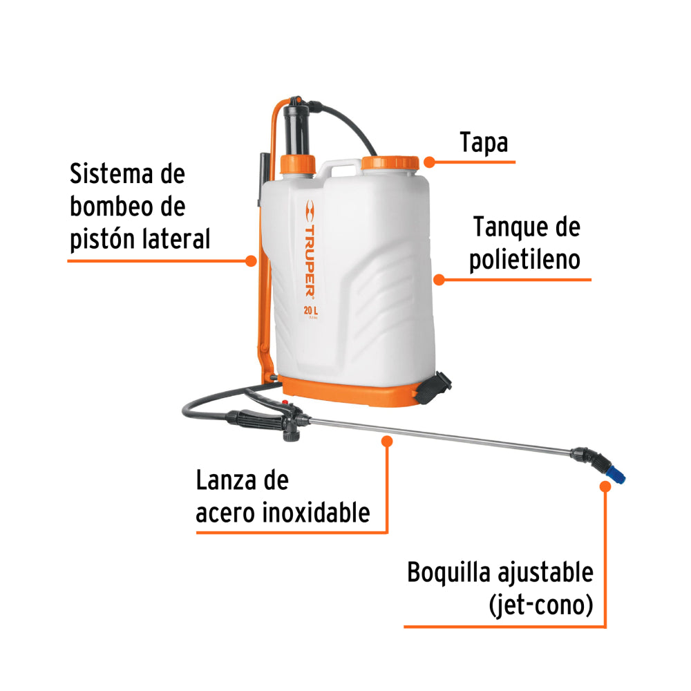 Fumigador de 20 L manual de mochila, Truper - Código: 14193