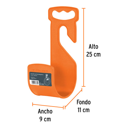 Gancho plástico naranja para manguera de jardín, Truper - CÓDIGO: 100173