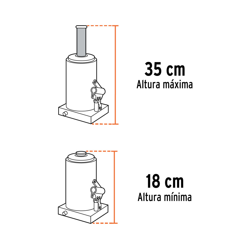Gata hidráulico de botella de 2 Ton, Truper - Código 14810