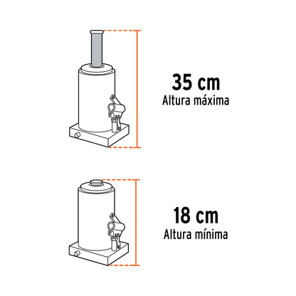 Gata hidráulico de botella de 2 Ton, Truper - Código 14810