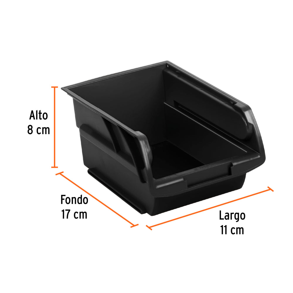 Gaveta apilable #2 de plástico, 17 x 11 x 8 cm, TRUPER - Código: 10889