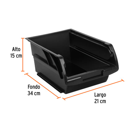 Gaveta apilable #4 de plástico, 34 x 21 x 15 cm, TRUPER - Código: 10891