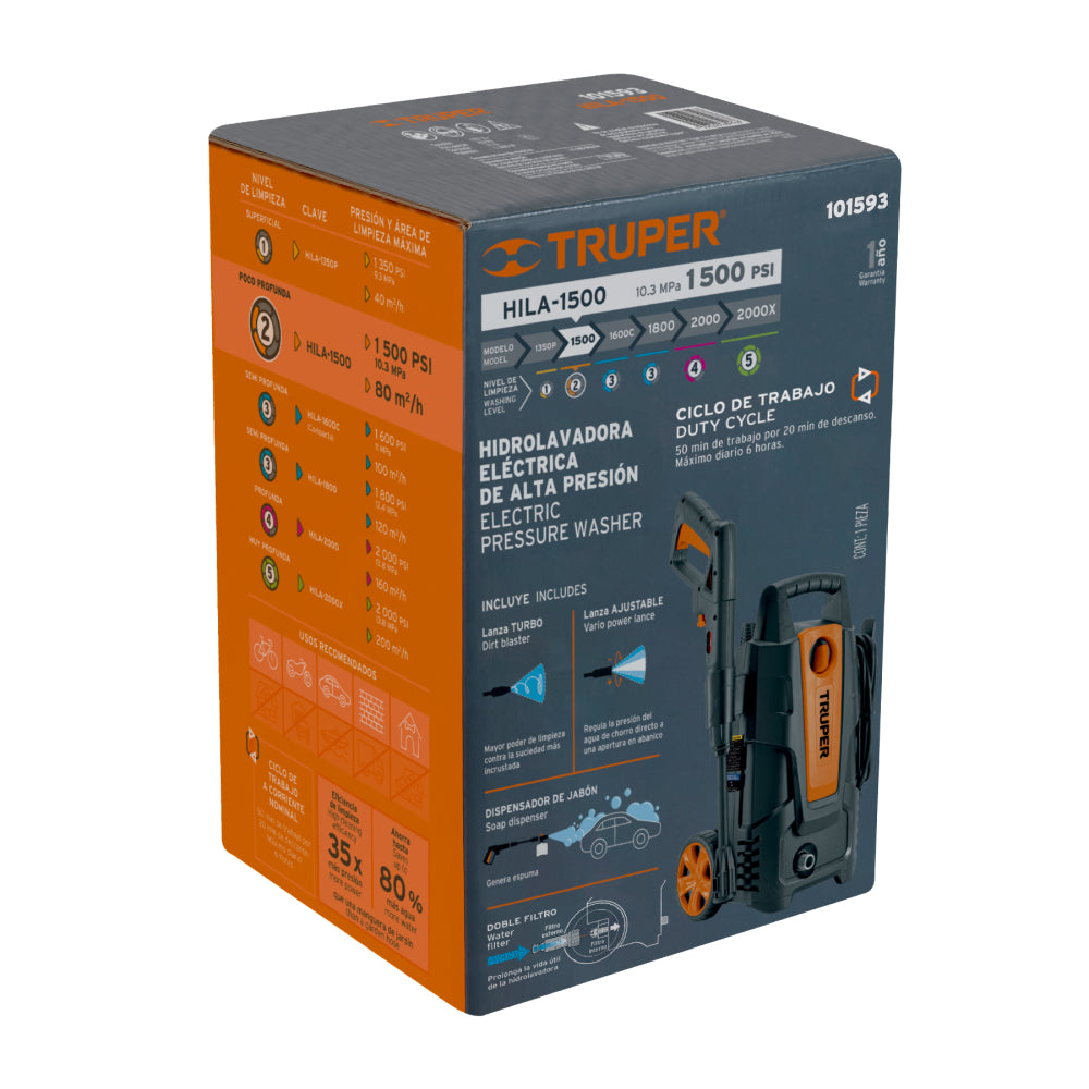 Hidrolavadora eléctrica, 1,500 psi - Cod: 102095