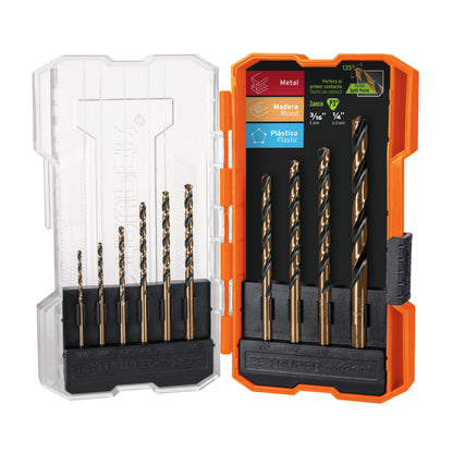 Juego de 10 brocas HSS para metal en estuche, Truper Expert - Código: 11399