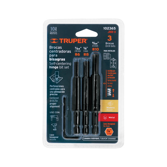 Juego de 3 brocas para bisagra, Truper - CÓDIGO: 102365
