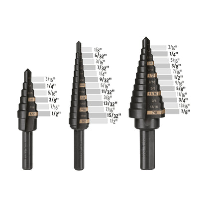 Juego de 3 brocas escalonadas de óxido negro, Truper - CÓDIGO: 100988