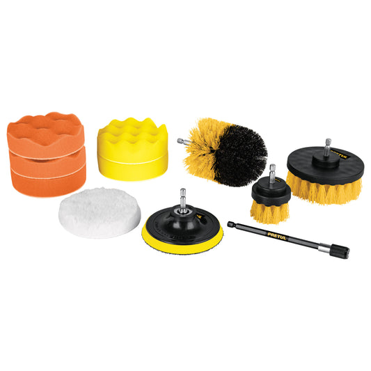 Juego 11 accesorios de limpieza y pulido p/taladro, Pretul - CÓDIGO: 27190