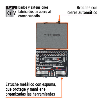 Juego 135 herramientas 1/4", 3/8" y 1/2" std y mm p/mecánico - Código: 13975