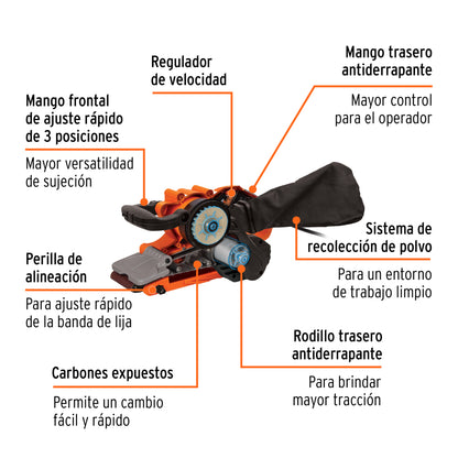 Lijadora de banda 3 x 21", profesional, 220 V, 1010 W - Código: 13448