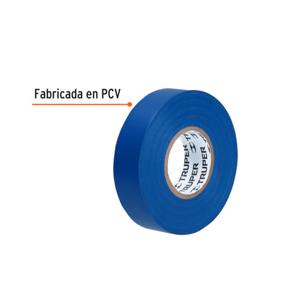 Cinta de aislar de 18 m x 19 mm, azul, Truper - CÓDIGO: 12505