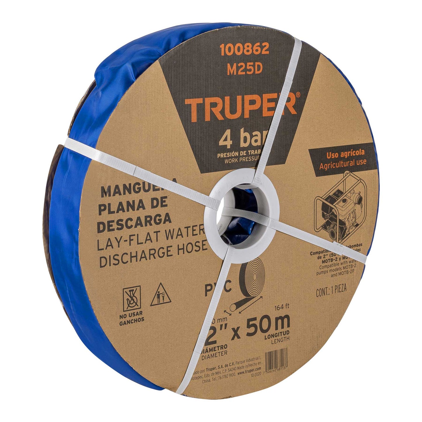 Rollo de manguera plana de descarga para motobomba Truper