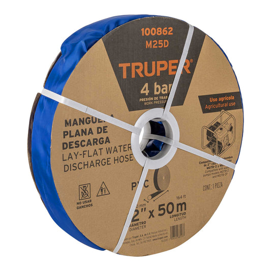 Rollo de manguera plana de descarga para motobomba Truper