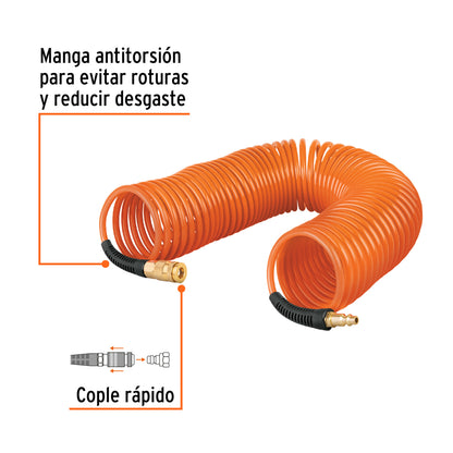 Manguera para compresor, tipo resorte, 15.2 m, TRUPER - CÓDIGO: 19075