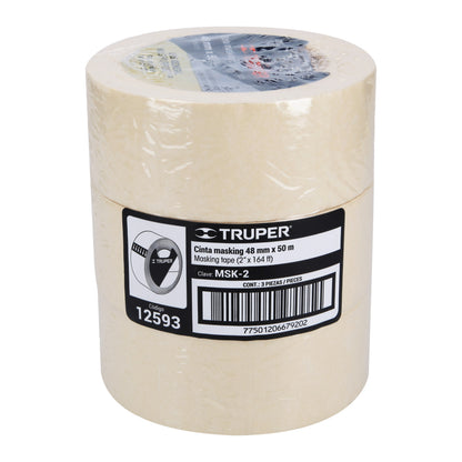 Cinta masking tape de 2" x 50 m, Truper - CÓDIGO: 12593