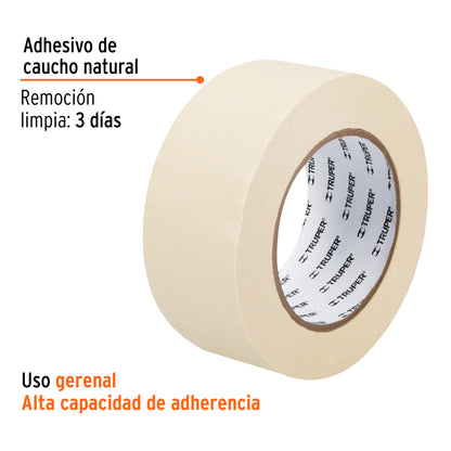 Cinta masking tape de 2" x 50 m, Truper - CÓDIGO: 12593