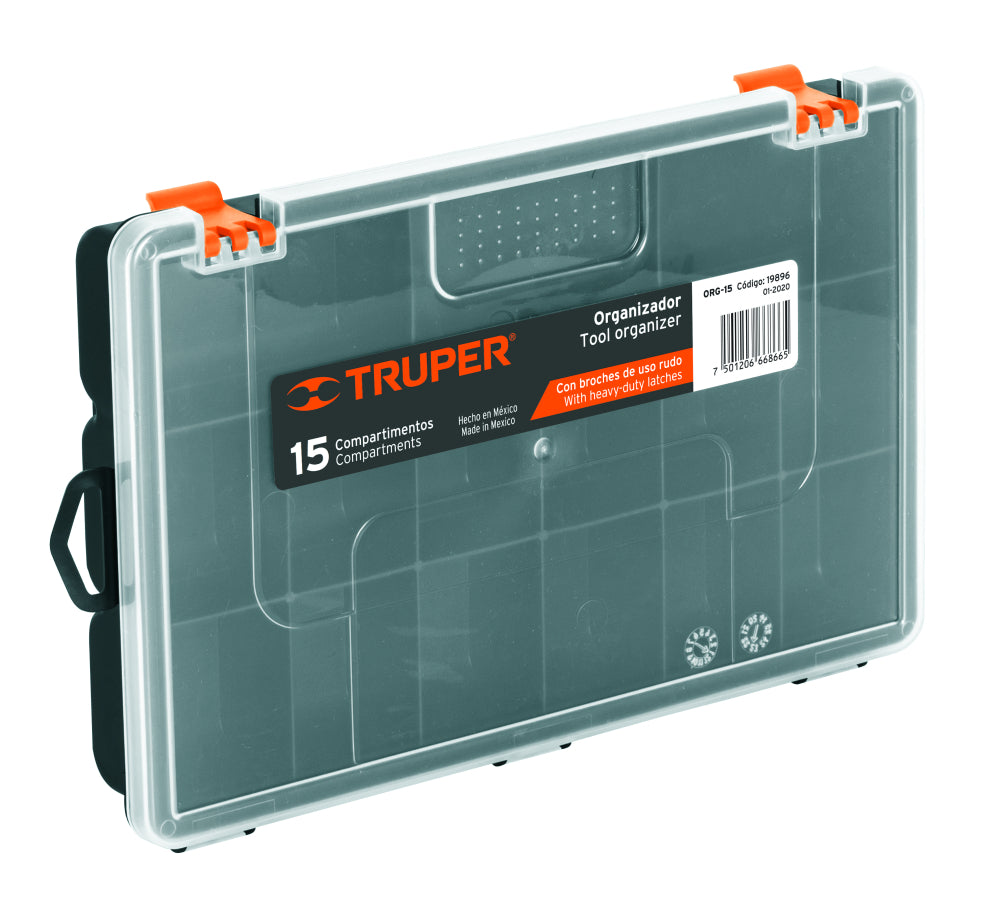 Organizador 11" con 15 compartimentos, Truper - CÓDIGO: 19896