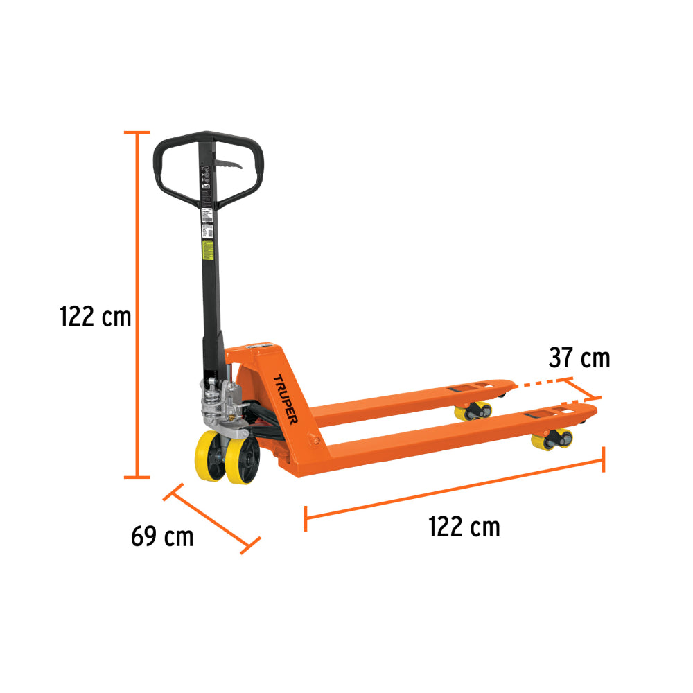 Patín traspaleta 2.5 ton con ruedas de poliuretano, Truper - Código: 15082