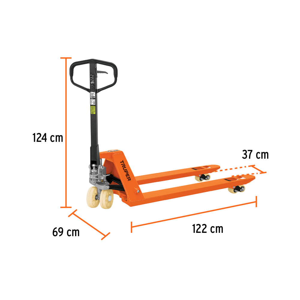 Patín traspaleta 3 ton con ruedas de nylon, Truper - Código: 15083