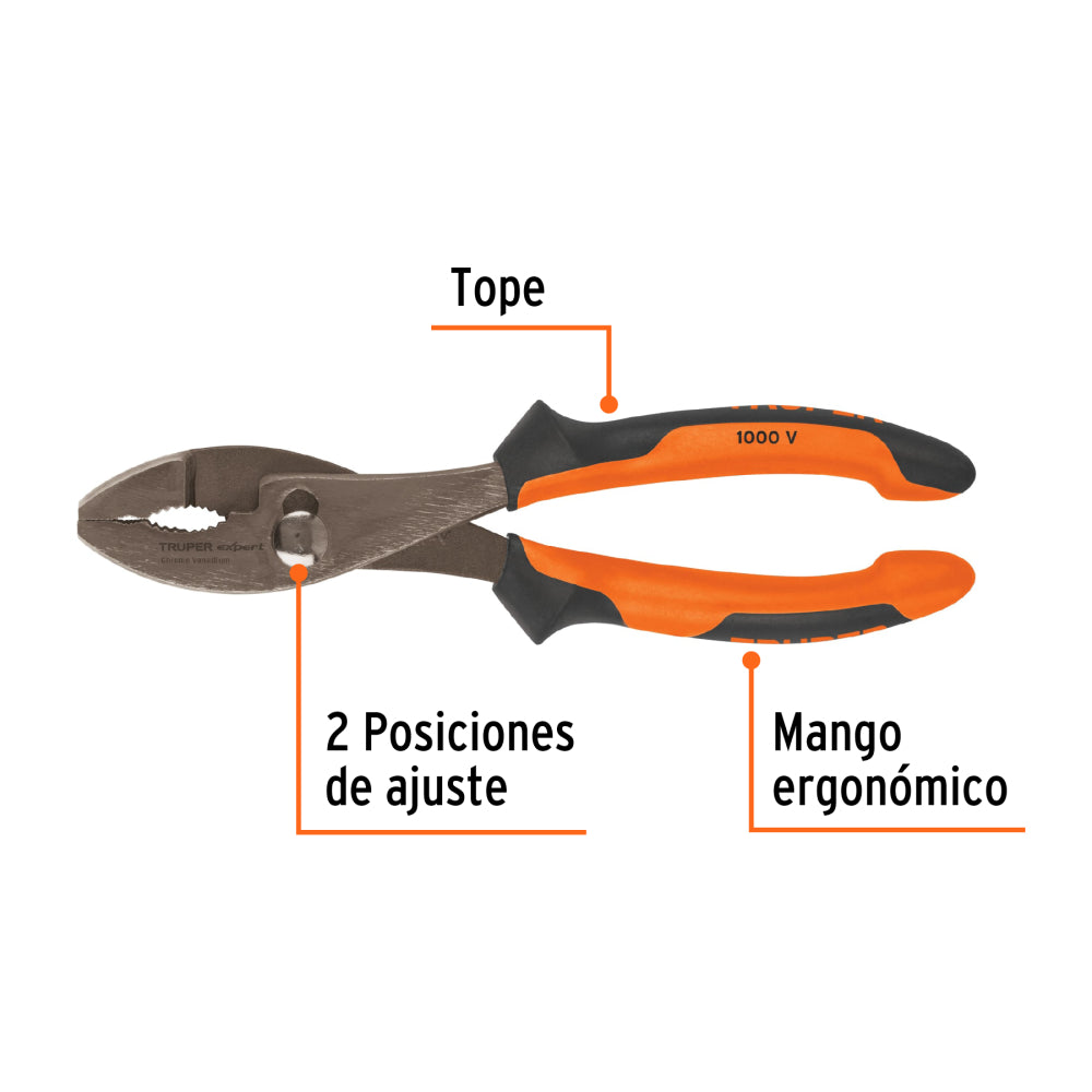 Pinzas de chofer 8" mango Comfort Grip, Truper Expert - CÓDIGO: 13065