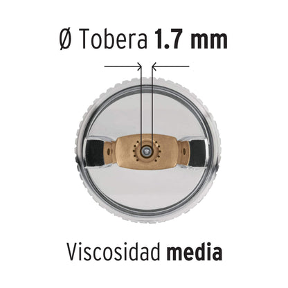 Pistola p/pintar gravedad HVLP vaso plástico, 1.7 mm, Truper - Código: 12129