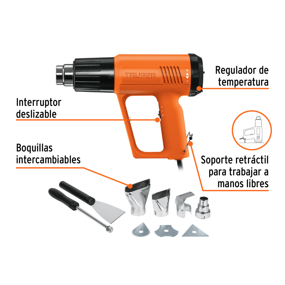 Pistola de calor profesional, 220 V, 1800 W - Cod: 15734