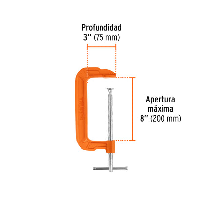 Prensa 8" de hierro dúctil para carpintería, Truper - Cod: 17664