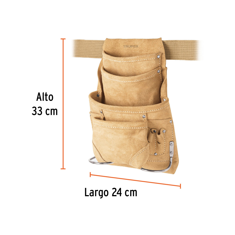 Porta herramientas de carnaza con 12 compartimentos, Truper - Codigo: 11536