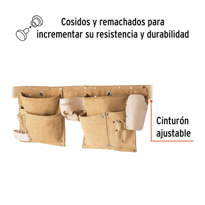 Porta herramientas de carnaza con 13 compartimentos, Truper - Codigo: 11537