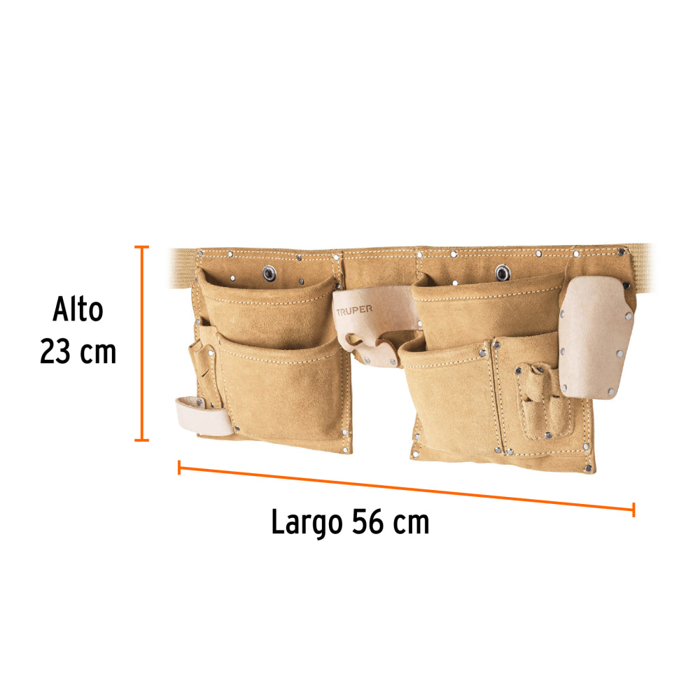 Porta herramientas de carnaza con 13 compartimentos, Truper - Codigo: 11537