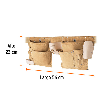 Porta herramientas de carnaza con 13 compartimentos, Truper - Codigo: 11537