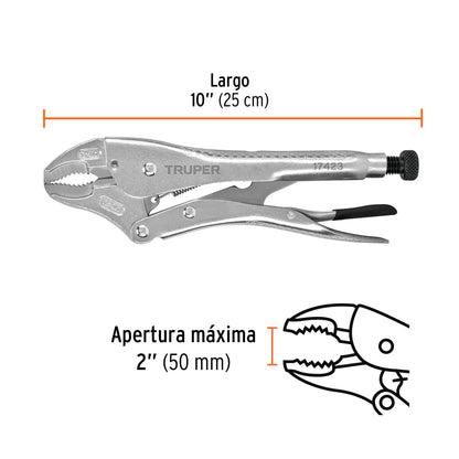 Pinza de presión 10" mordaza curva, Truper - Cod: 17423