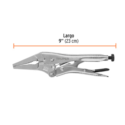 Pinza de presión 9", punta larga, Truper - Cod: 17433