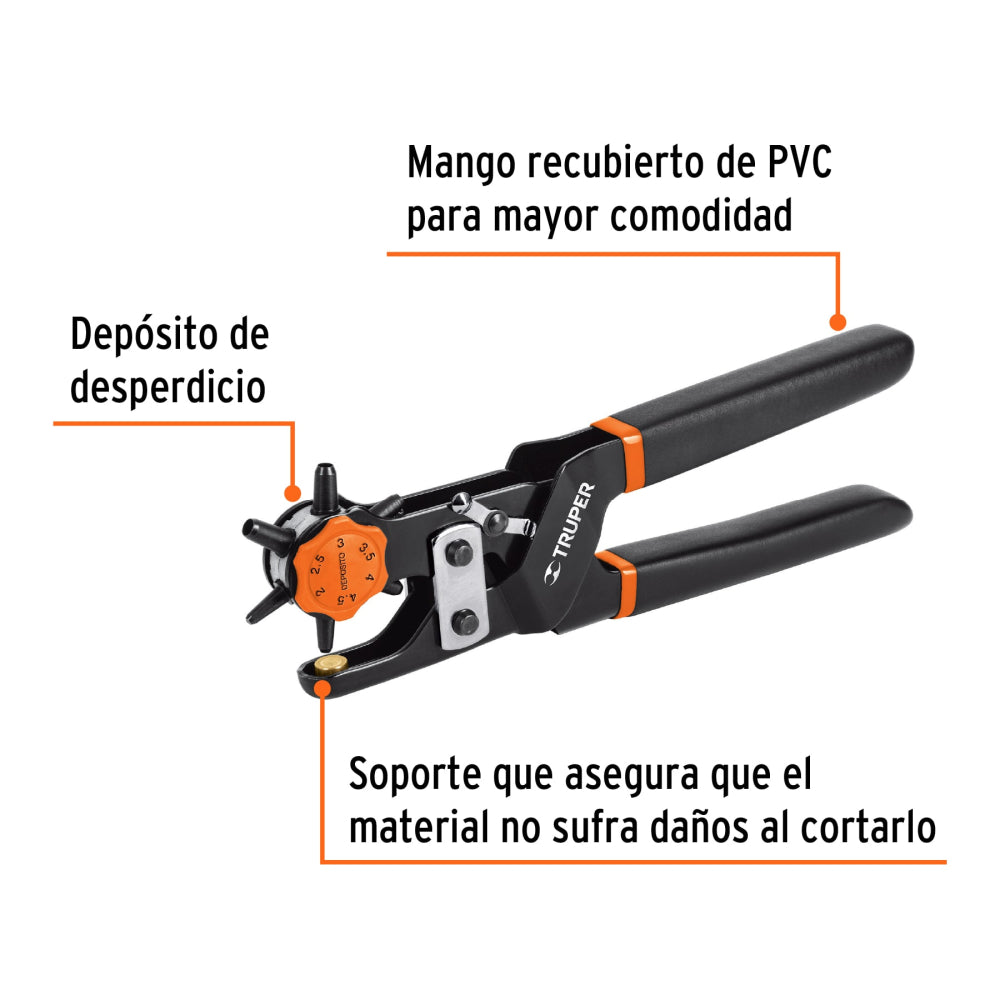 Pinza sacabocados 9" mango de PVC, Truper - Cod: 17340
