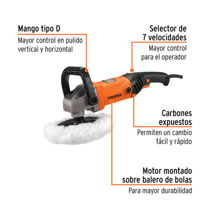 Pulidora 7", 220 V, 1,200 W - Cod: 16713