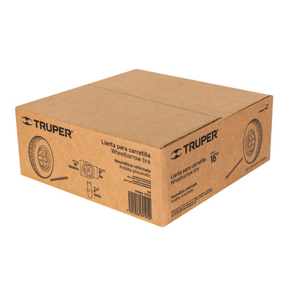 Llanta completa neumática 16", incluye eje y baleros - Código: 11858