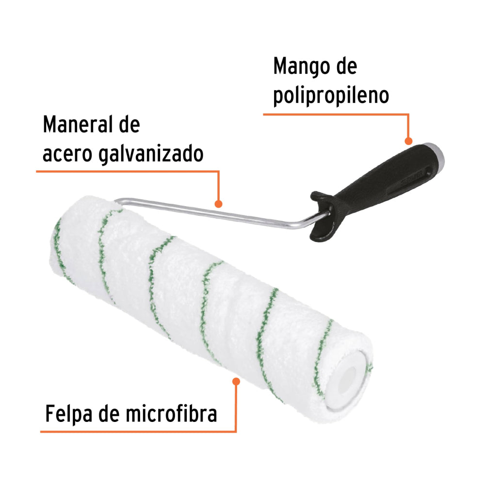 Rodillo para pintar 9" x 3/8" microfibra, sup. poco rugosas - Código:   13894