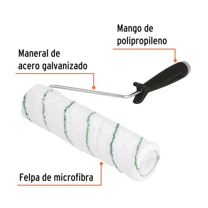 Rodillo para pintar 9" x 3/8" microfibra, sup. poco rugosas - Código:   13894
