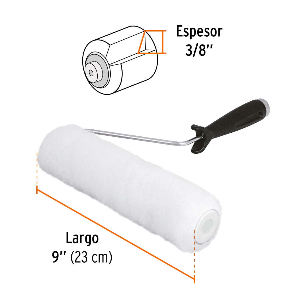 Rodillo para pintar 9" x 3/8" superficies lisas, TRUPER - Código:   13875