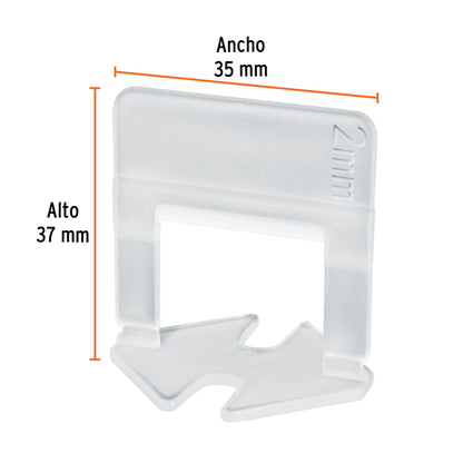 Bolsa con 100 anclas de 2 mm, para nivelación de azulejos - Cod: 100517