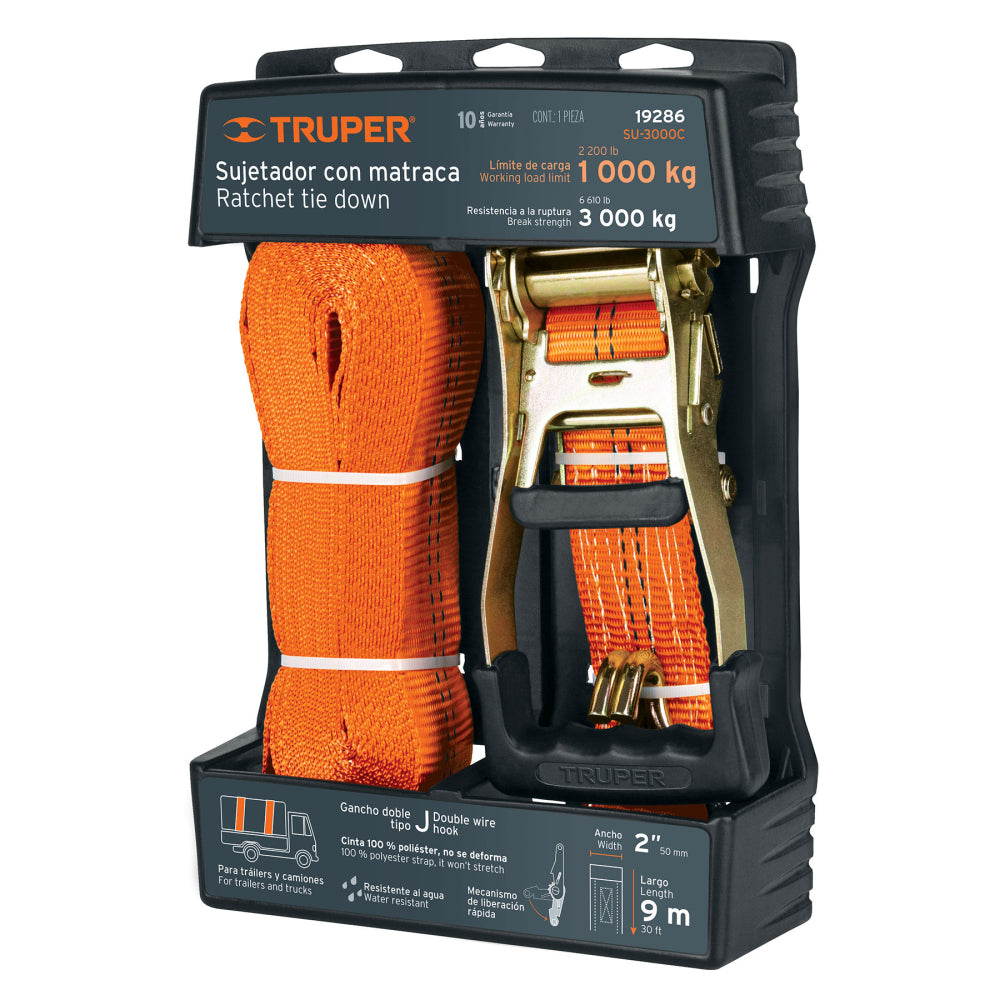 Sujetador con matraca carga máxima 3000 kg, Truper - CÓDIGO: 19286