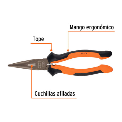 Pinza punta y corte 8" mango Comfort Grip, Truper Expert - Cod: 17336
